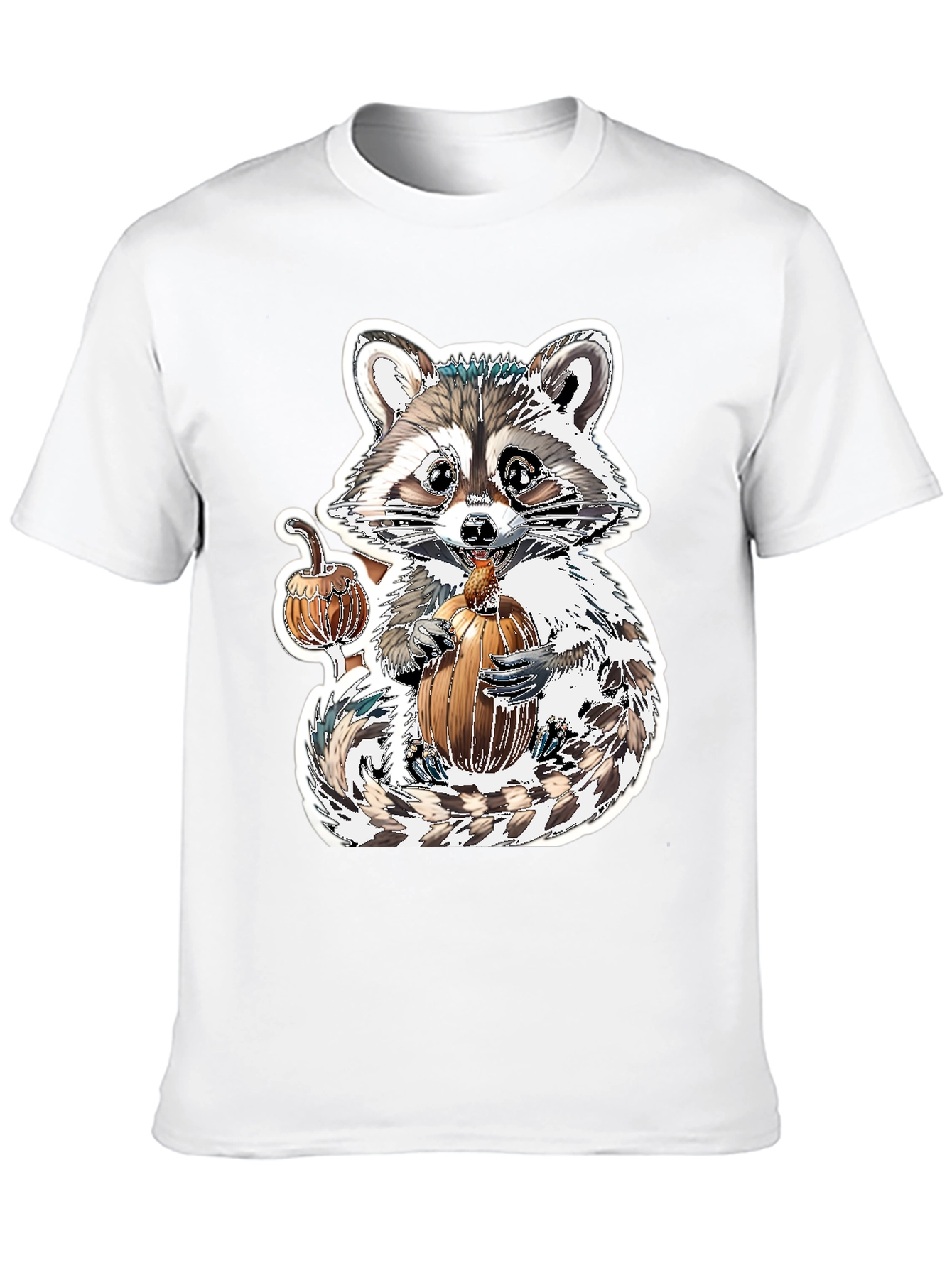Cute Raccoon Pumpkin Graphic Tee - Fall Apparel