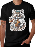 Cute Raccoon Pumpkin Graphic Tee - Fall Apparel