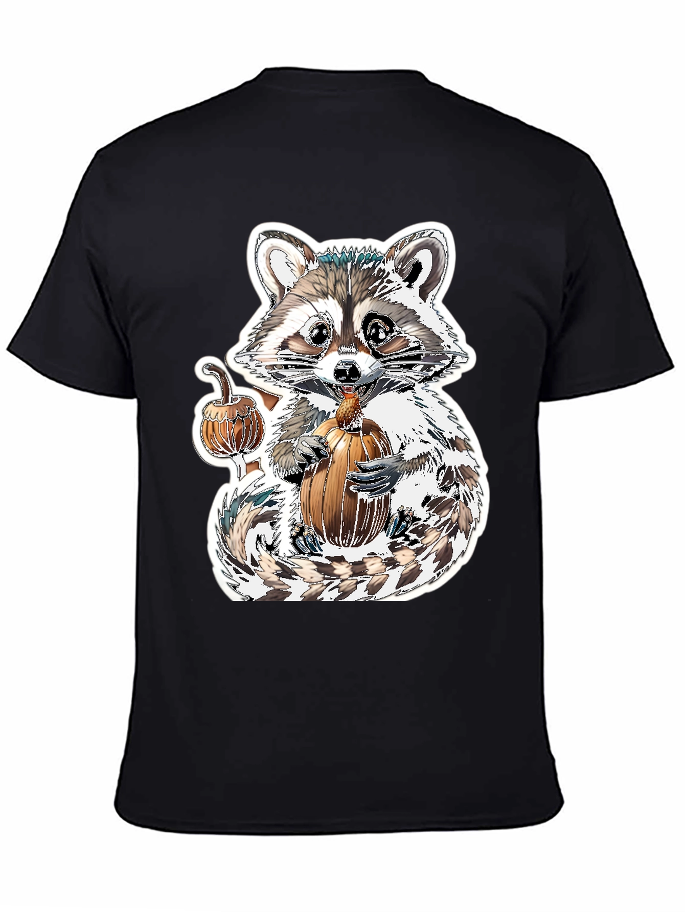 Cute Raccoon Pumpkin Graphic Tee - Fall Apparel