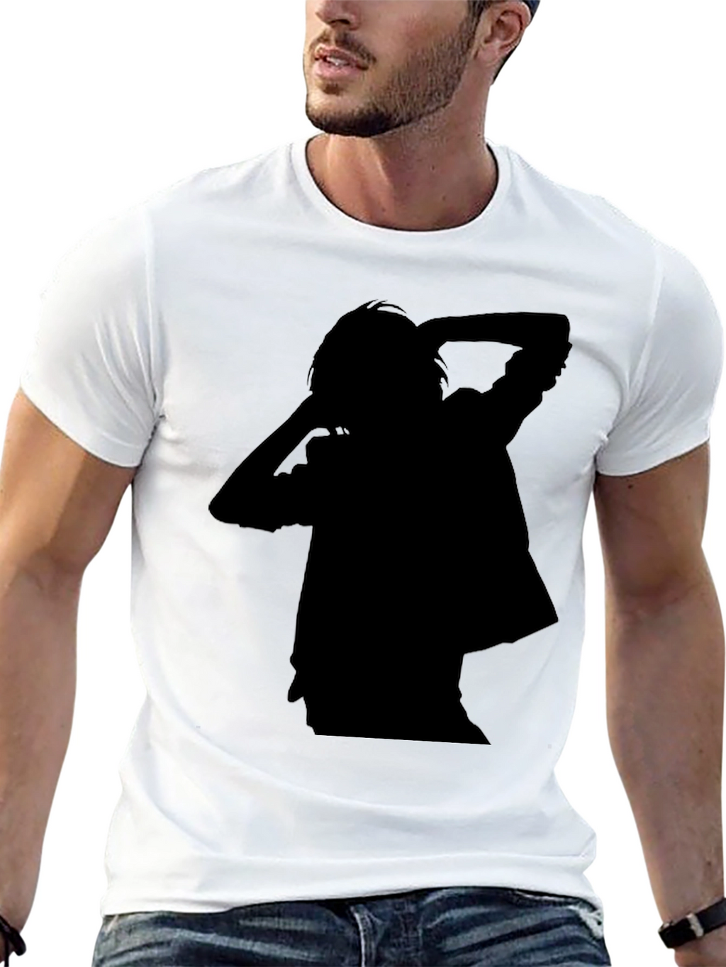 Mens Black T-Shirt with Silhouette Design