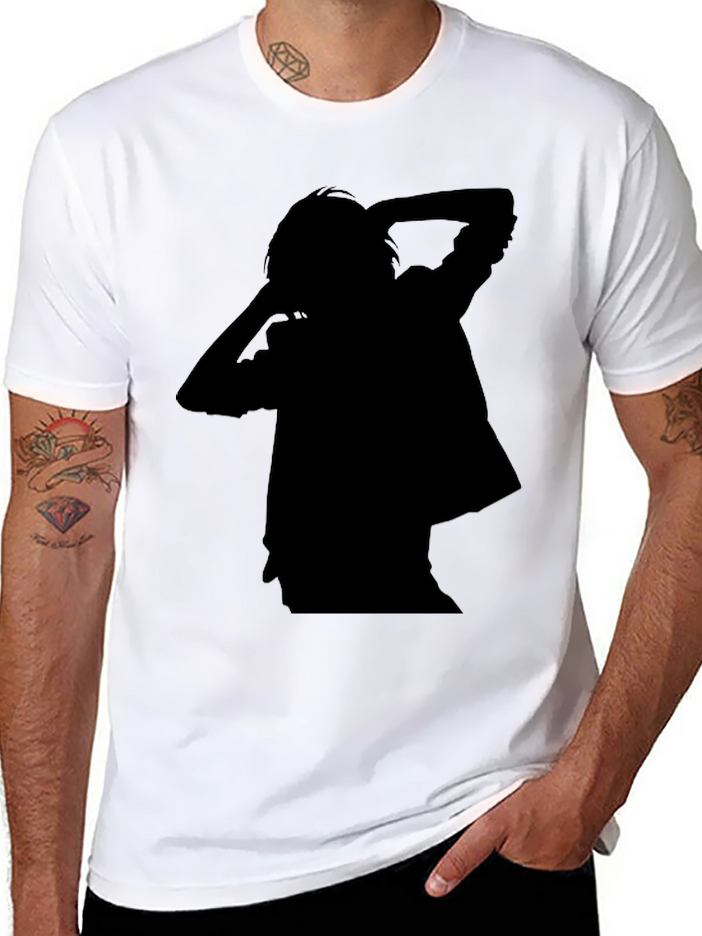 Mens Black T-Shirt with Silhouette Design