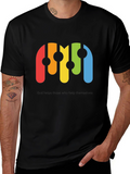 Retro Rainbow Graphic Black T-Shirt