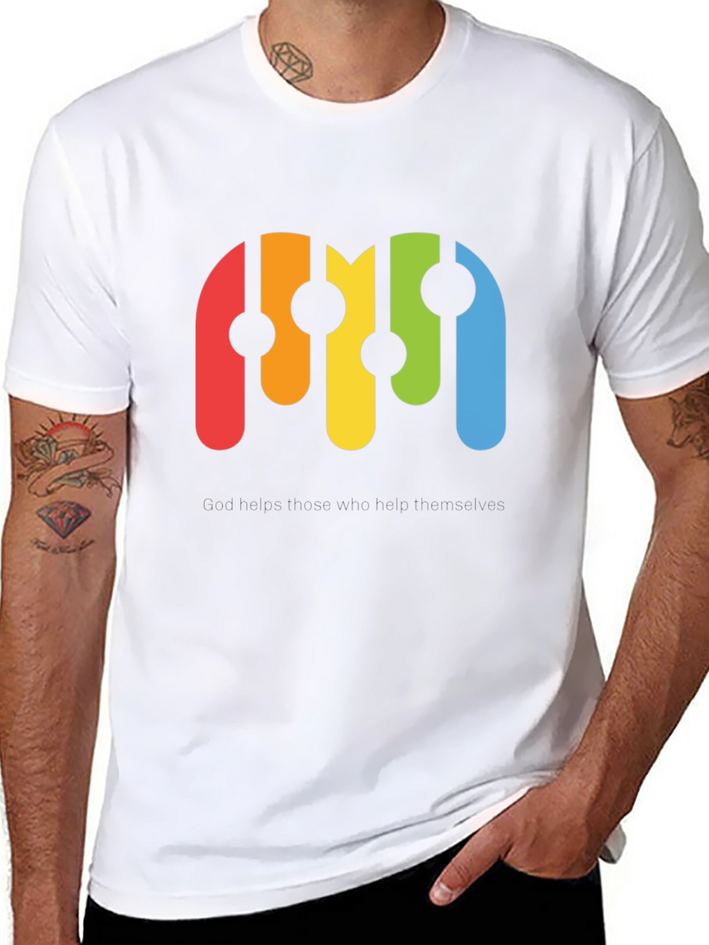 Retro Rainbow Graphic Black T-Shirt