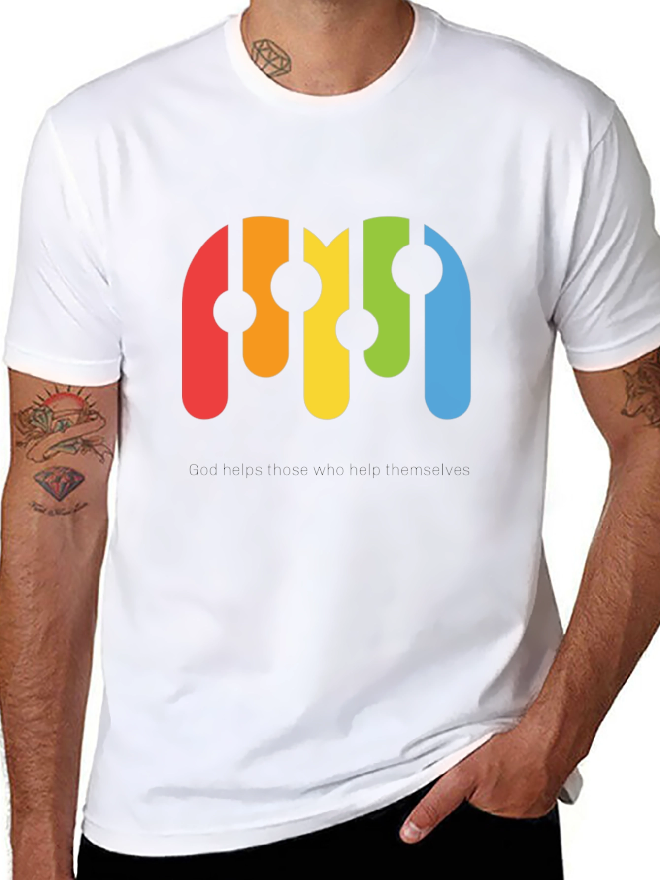 Retro Rainbow Graphic Black T-Shirt