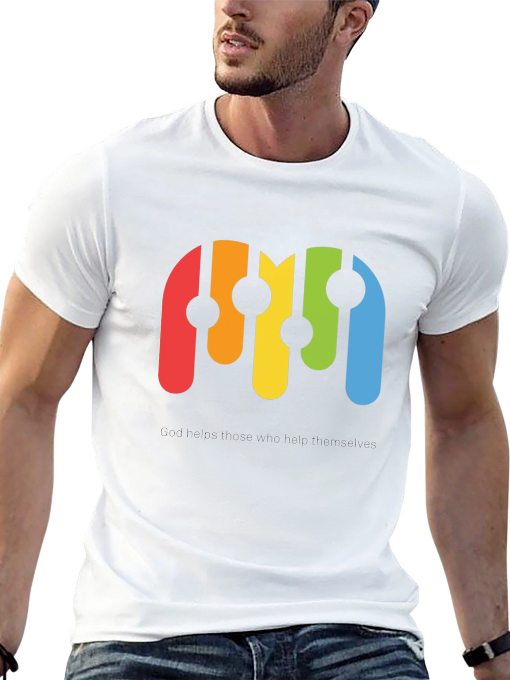 Retro Rainbow Graphic Black T-Shirt