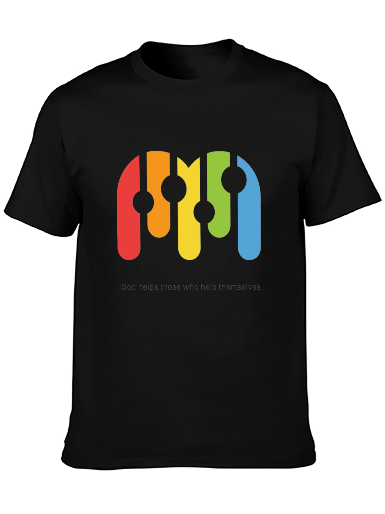 Retro Rainbow Graphic Black T-Shirt