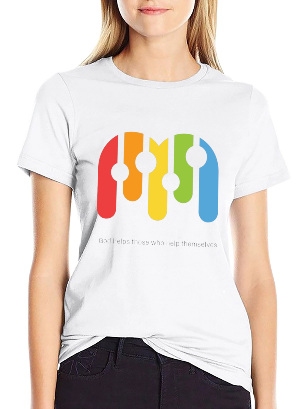 Retro Rainbow Graphic Black T-Shirt