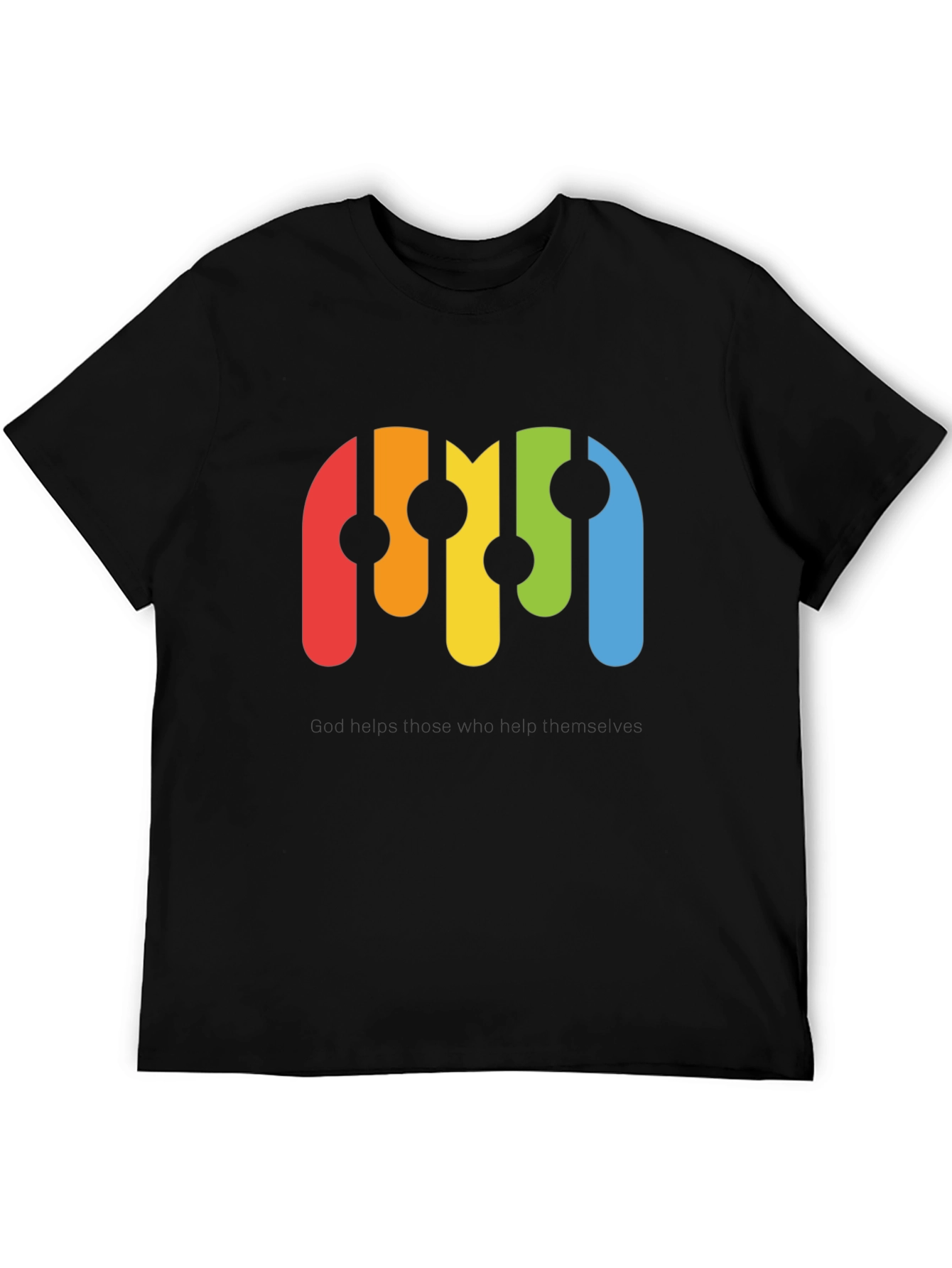 Retro Rainbow Graphic Black T-Shirt