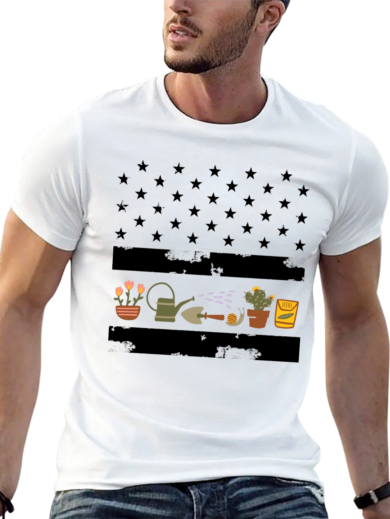 Gardening Lovers Tee: Stars & Garden Tools