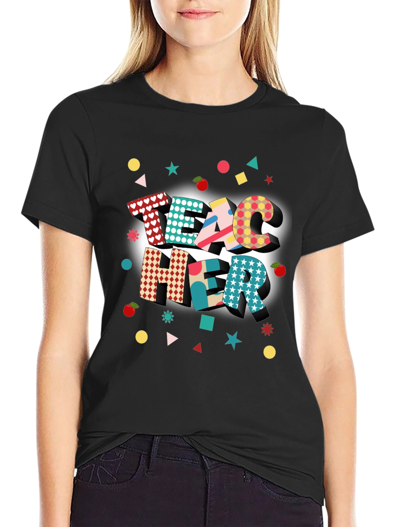 Teacher Graphic Tee - Colorful Design