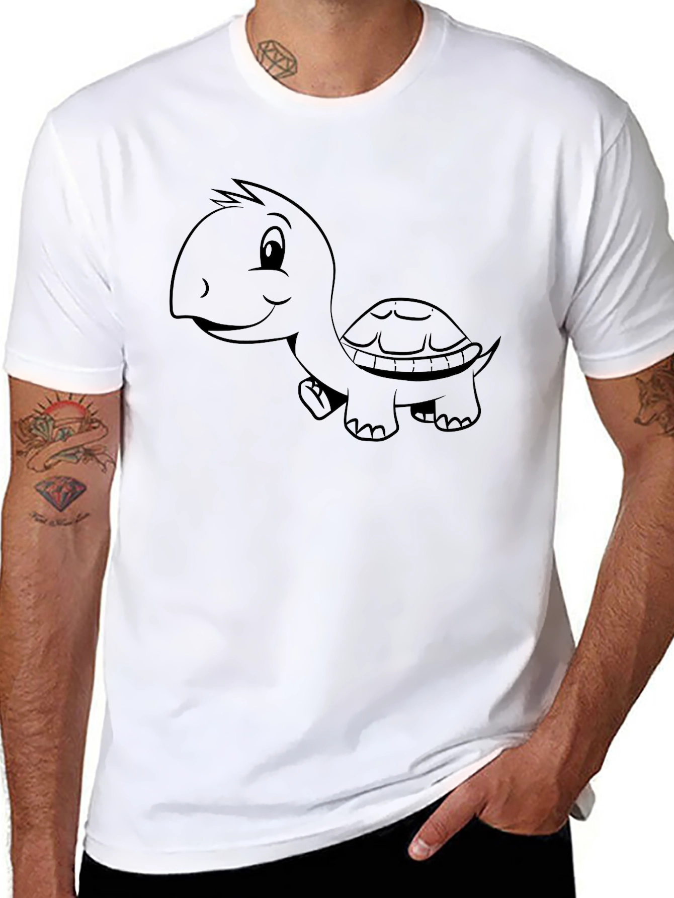 Cartoon Turtle Black T-Shirt