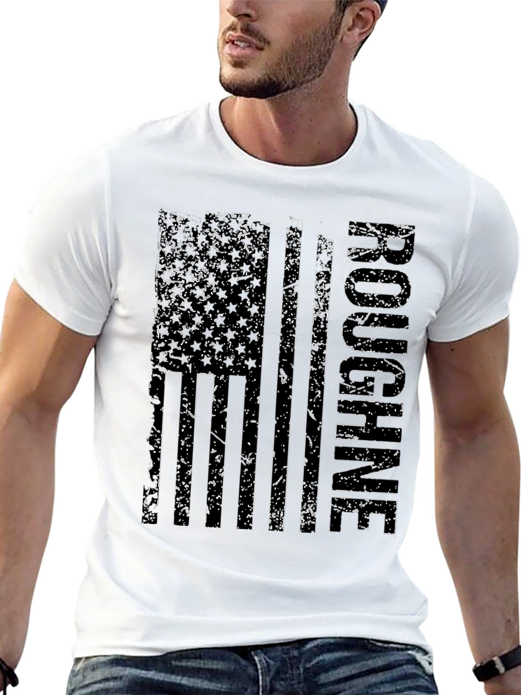 Roughneck Distressed American Flag Tee