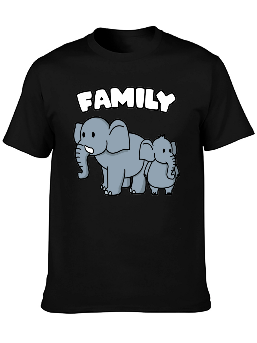 Elephant Family Graphic Tee - Cute Cartoon Design