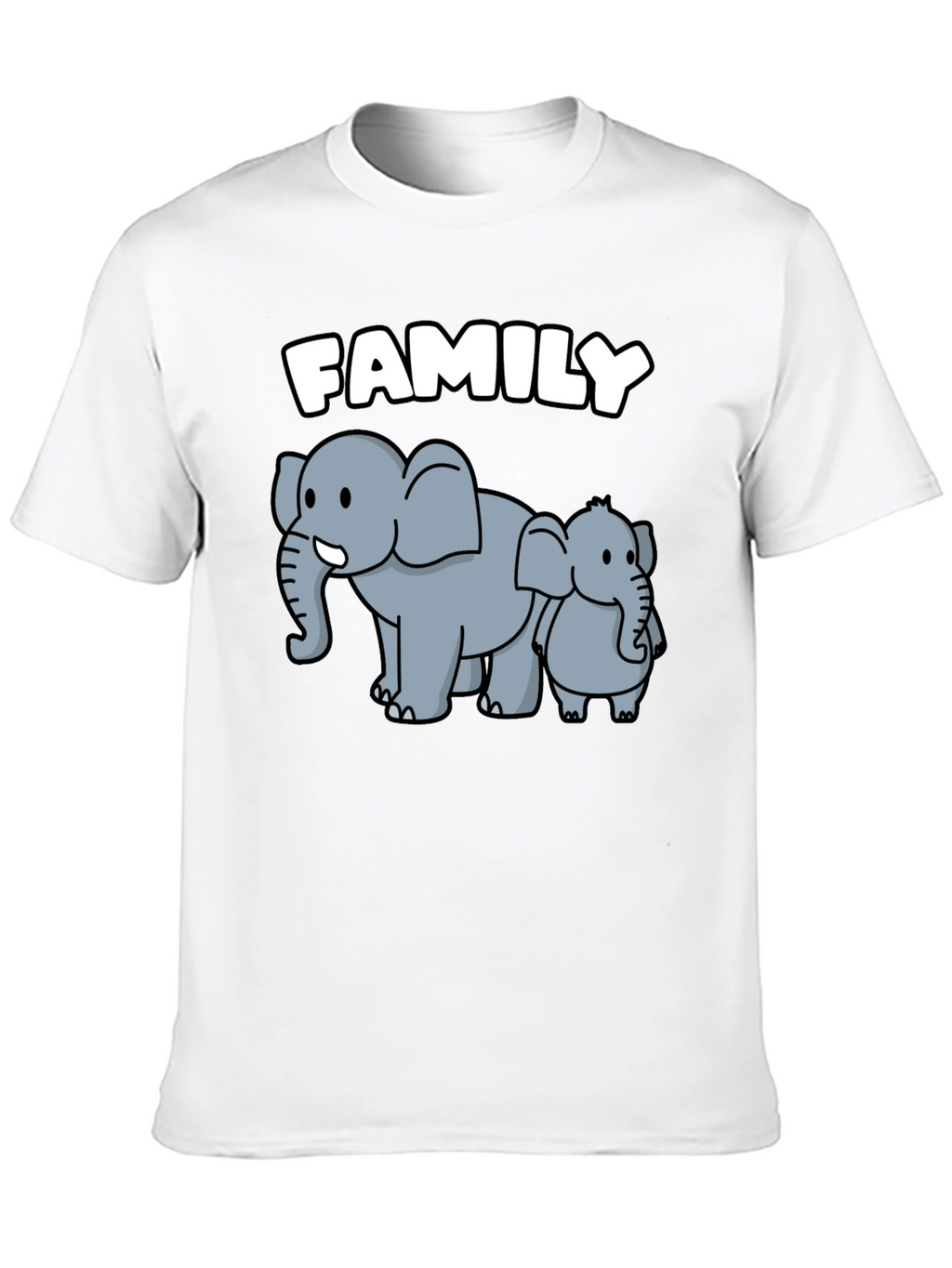 Elephant Family Graphic Tee - Cute Cartoon Design