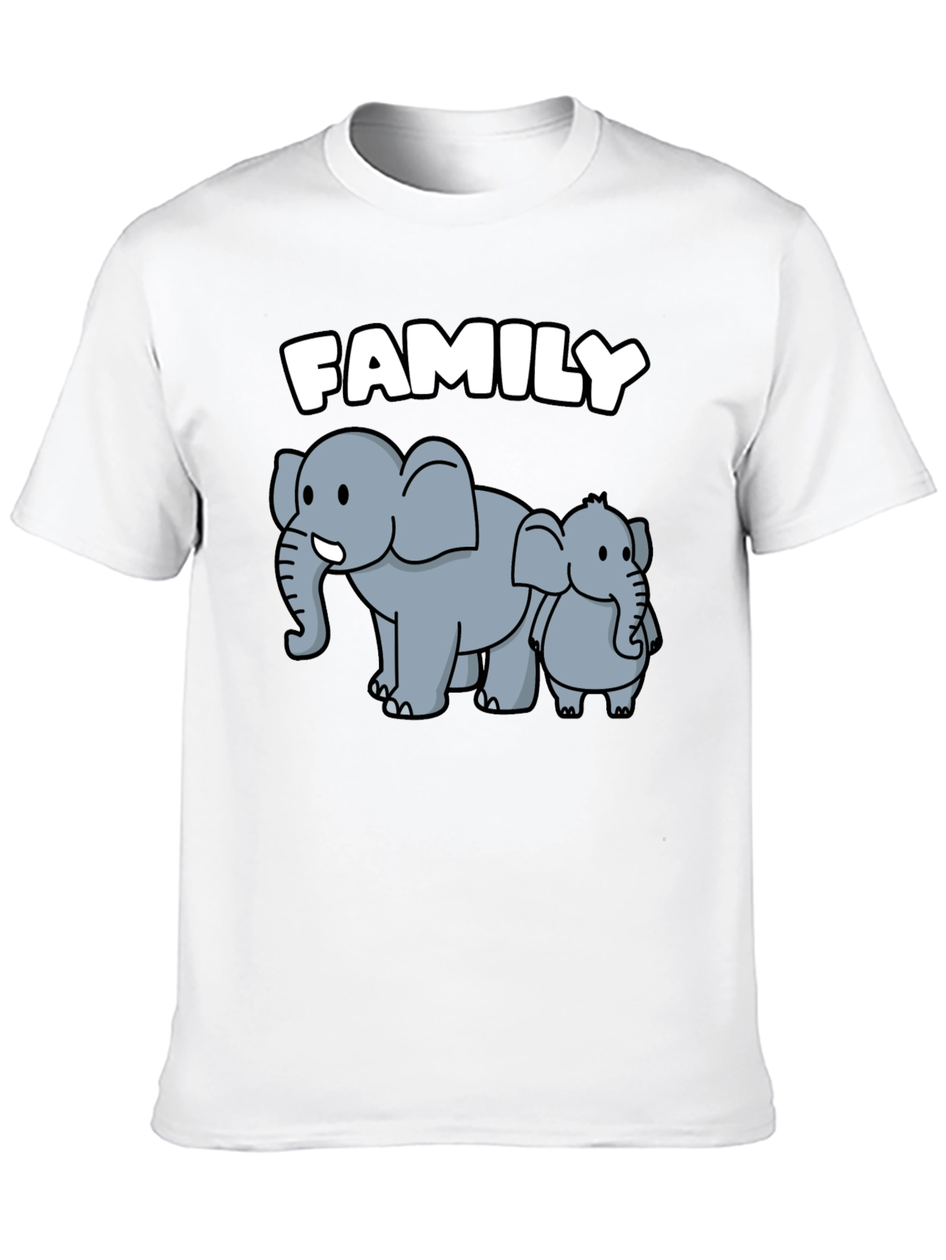 Elephant Family Graphic Tee - Cute Cartoon Design