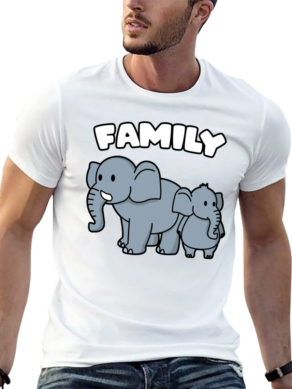 Elephant Family Graphic Tee - Cute Cartoon Design