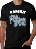 Elephant Family Graphic Tee - Cute Cartoon Design