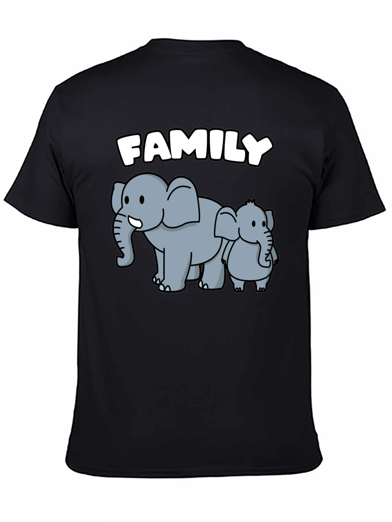 Elephant Family Graphic Tee - Cute Cartoon Design