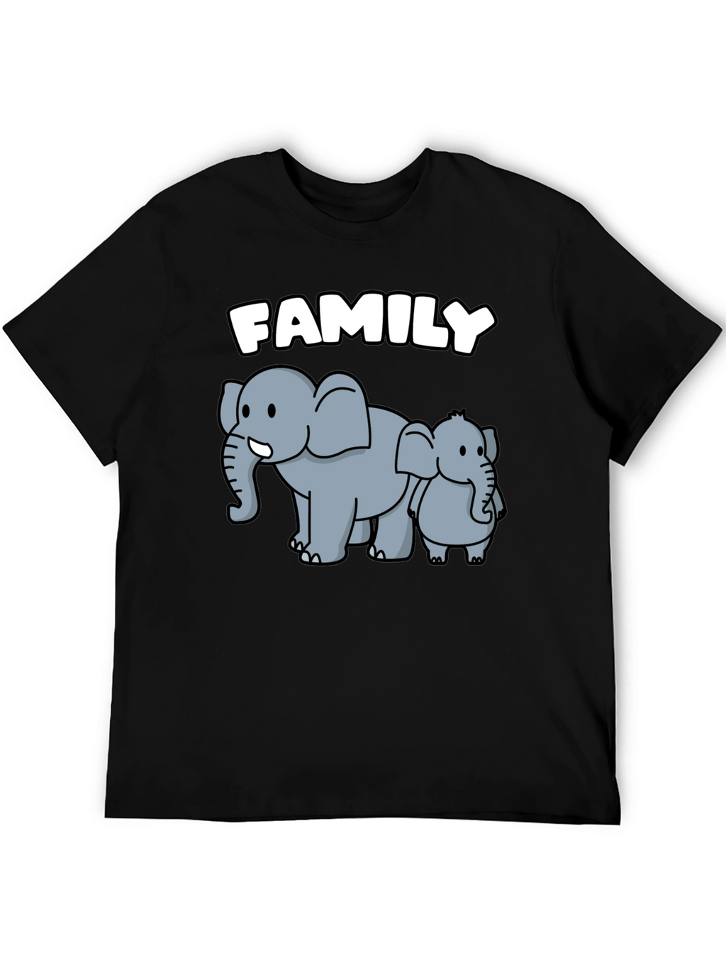 Elephant Family Graphic Tee - Cute Cartoon Design