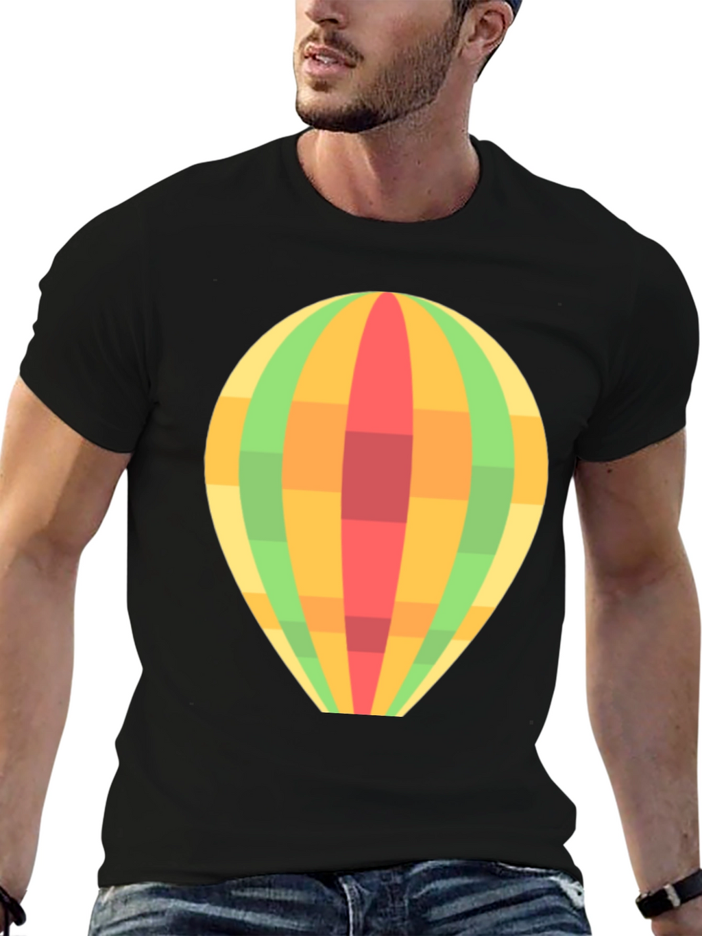 Hot Air Balloon Graphic Tee - Black