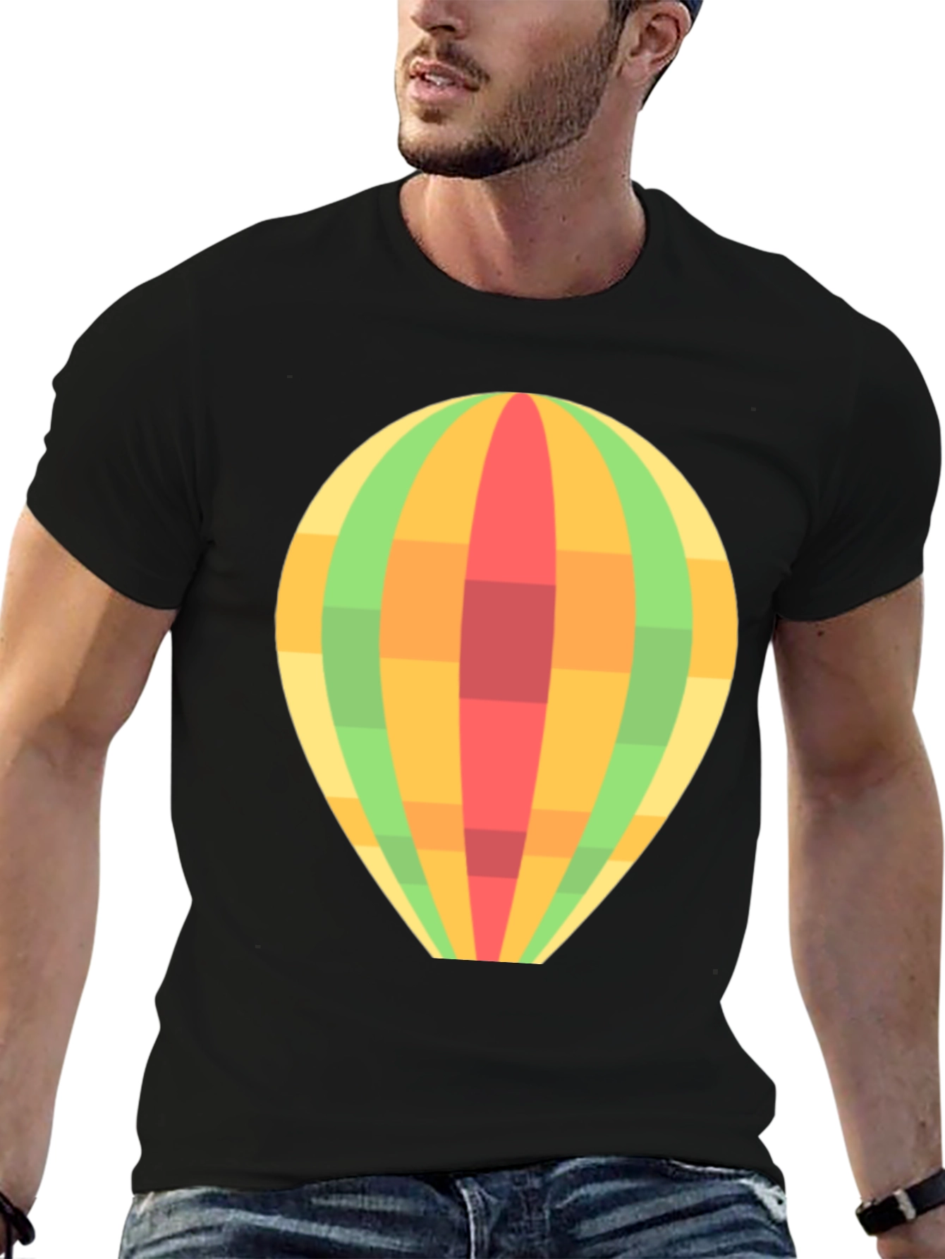 Hot Air Balloon Graphic Tee - Black