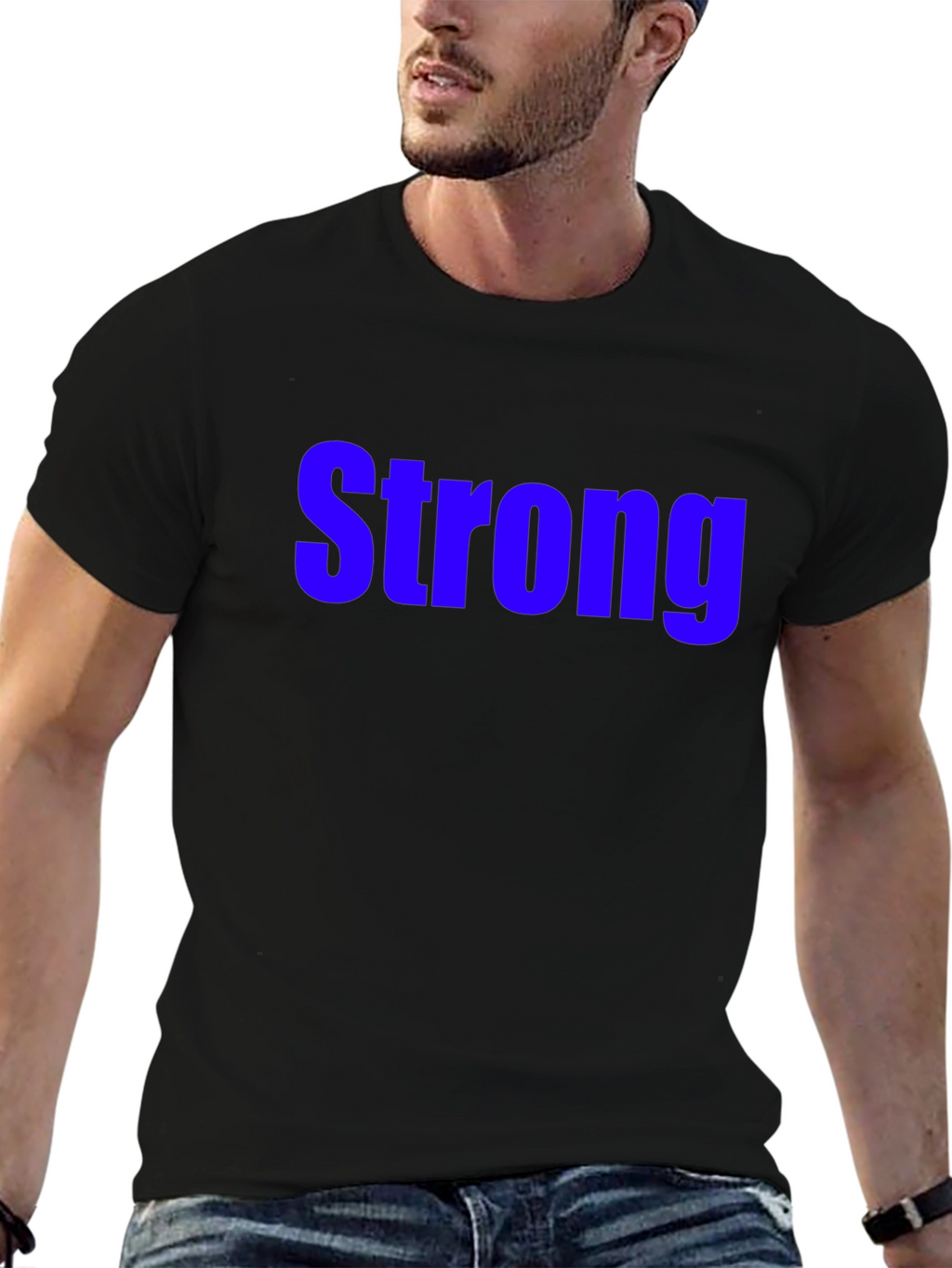 Mens Black Strong Graphic Tee
