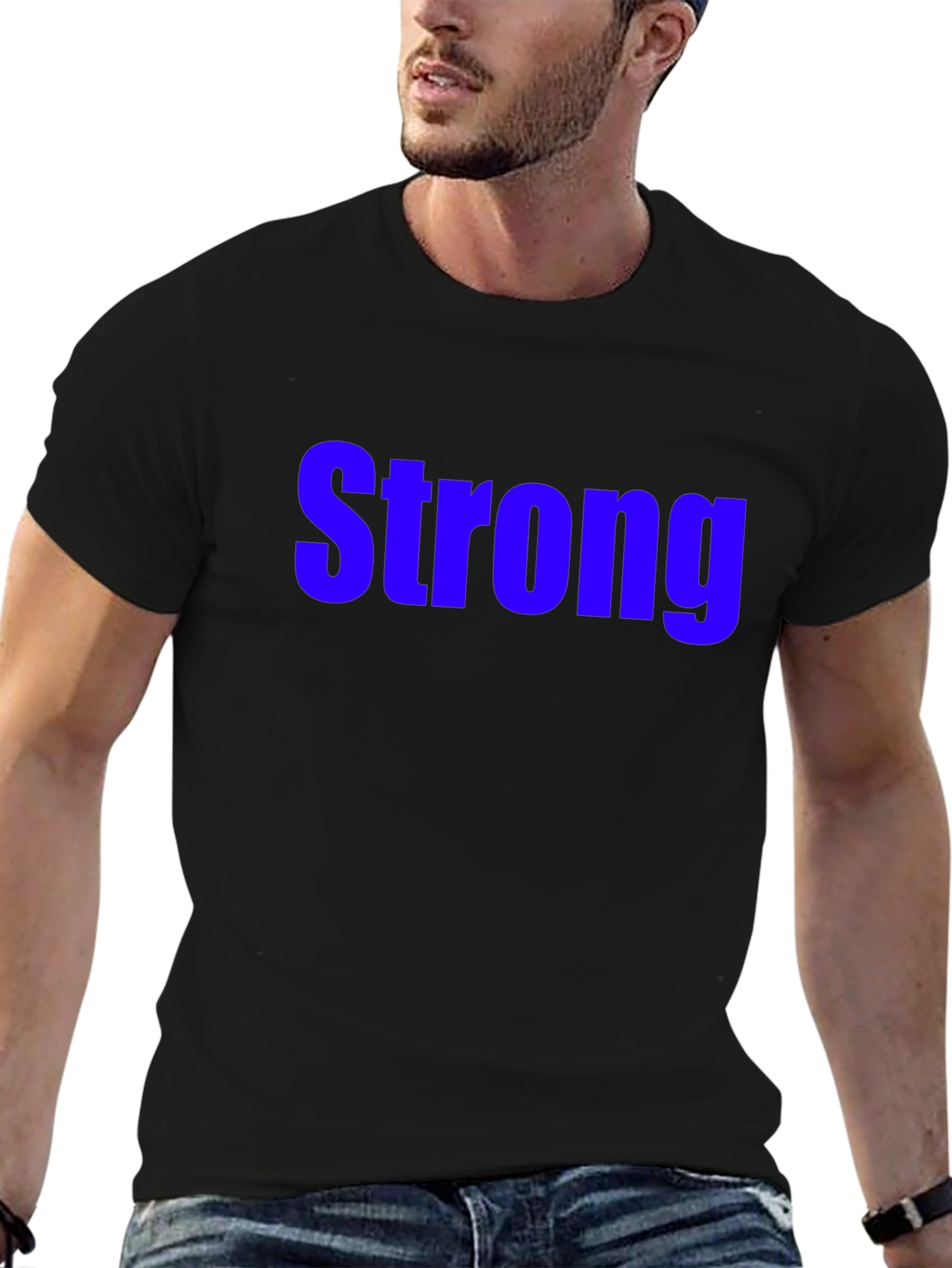 Mens Black Strong Graphic Tee