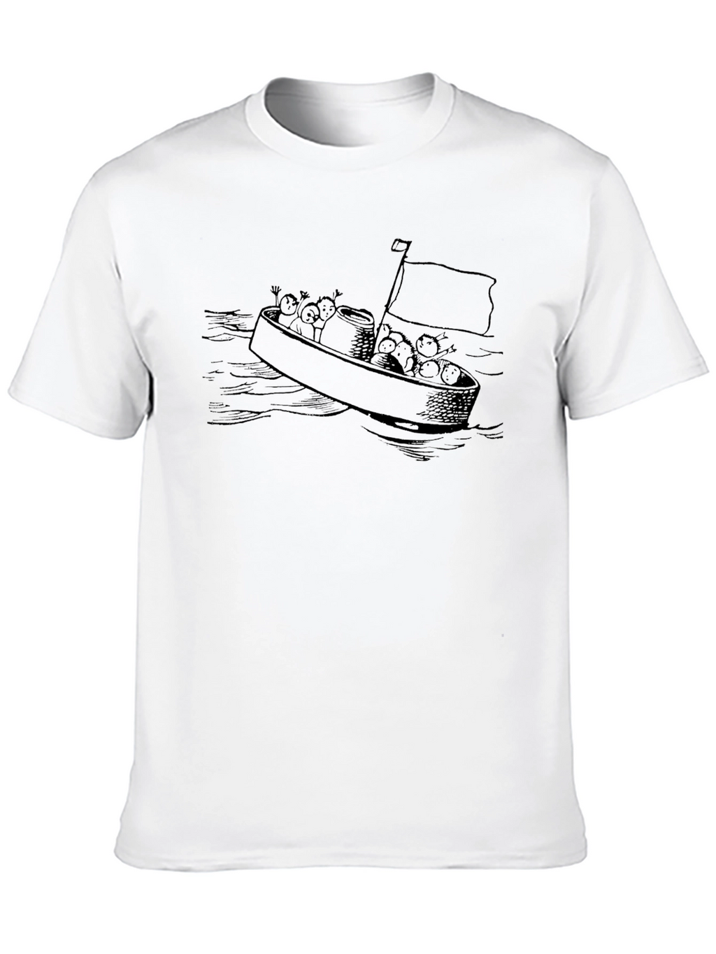 Cartoon Boat Black T-Shirt