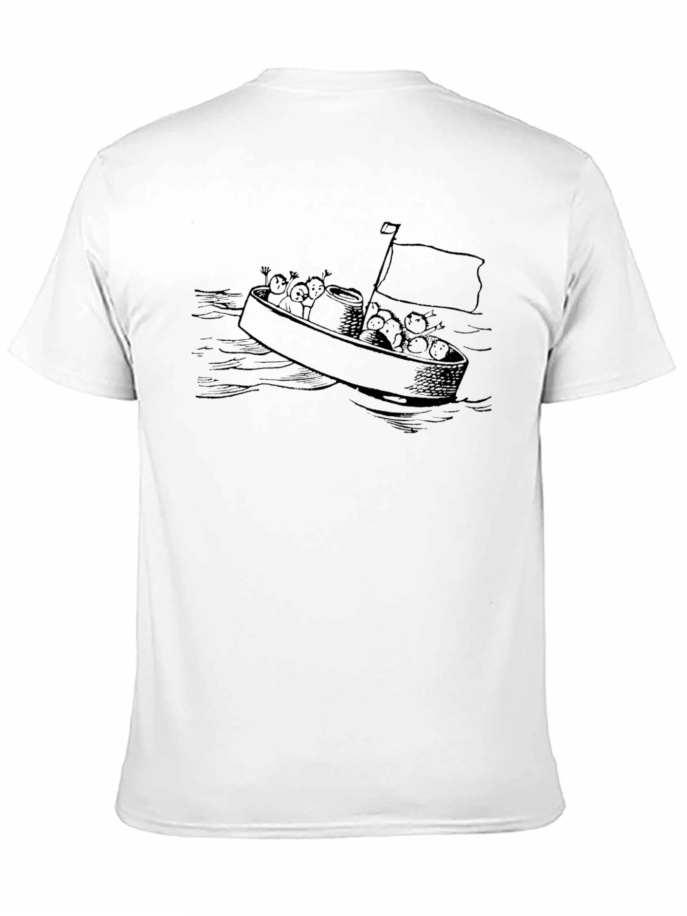 Cartoon Boat Black T-Shirt
