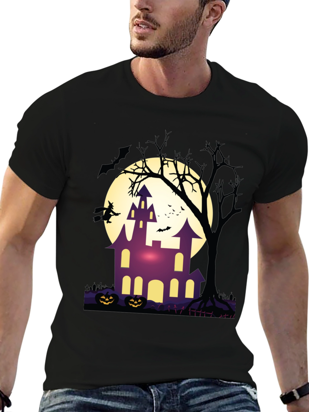 Halloween Haunted House Graphic Tee