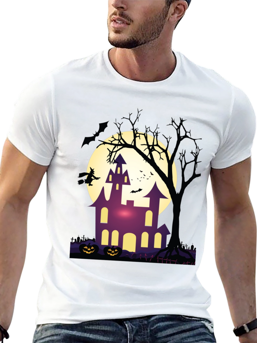 Halloween Haunted House Graphic Tee