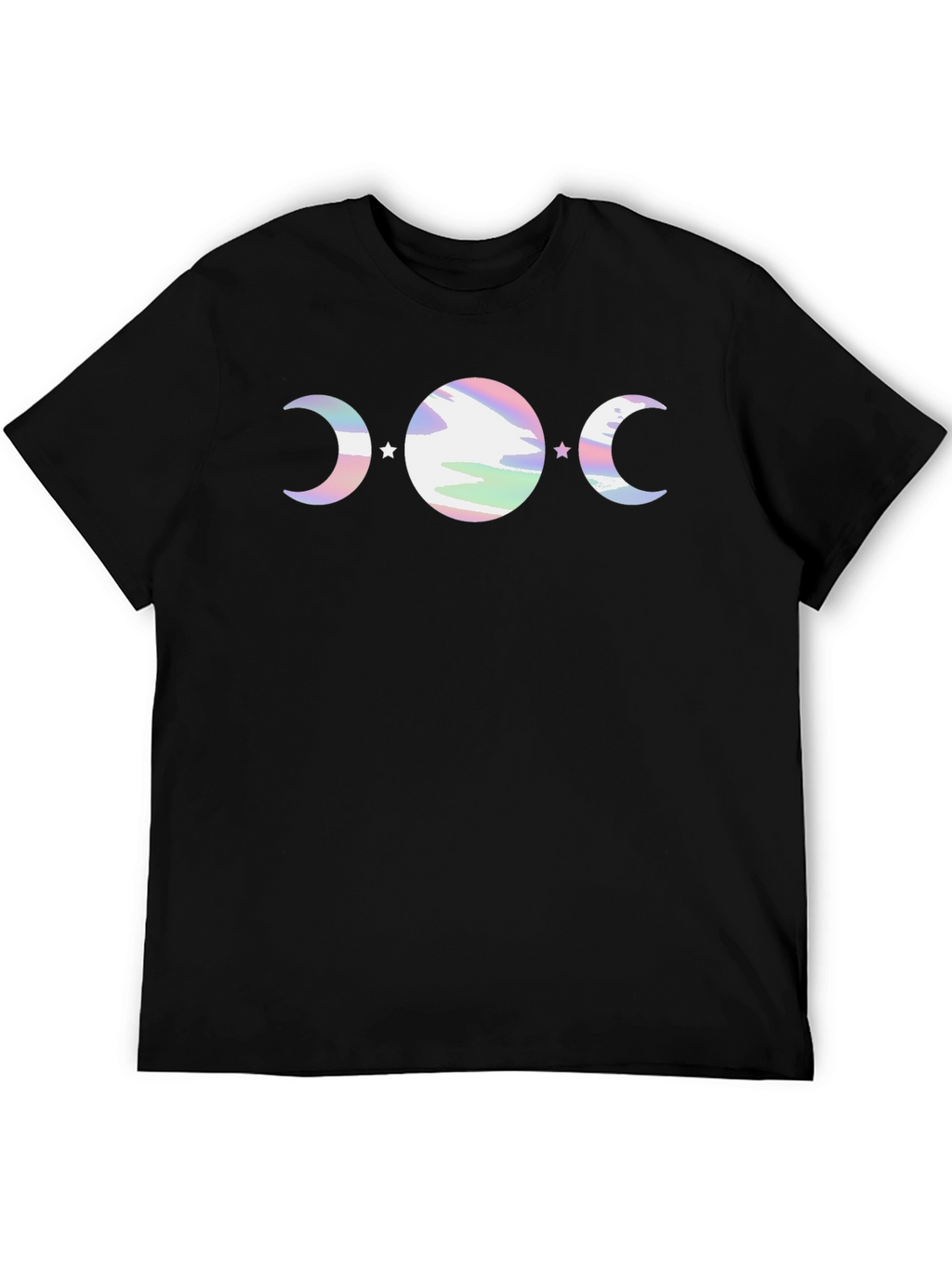 Mystic Moon Phase Graphic Tee - Black Cotton Blend
