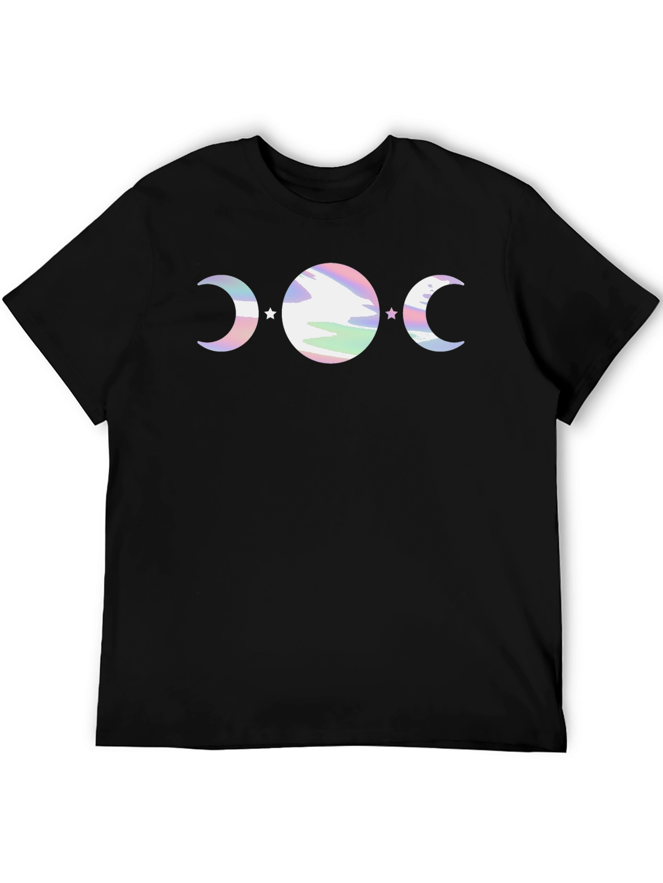 Mystic Moon Phase Graphic Tee - Black Cotton Blend