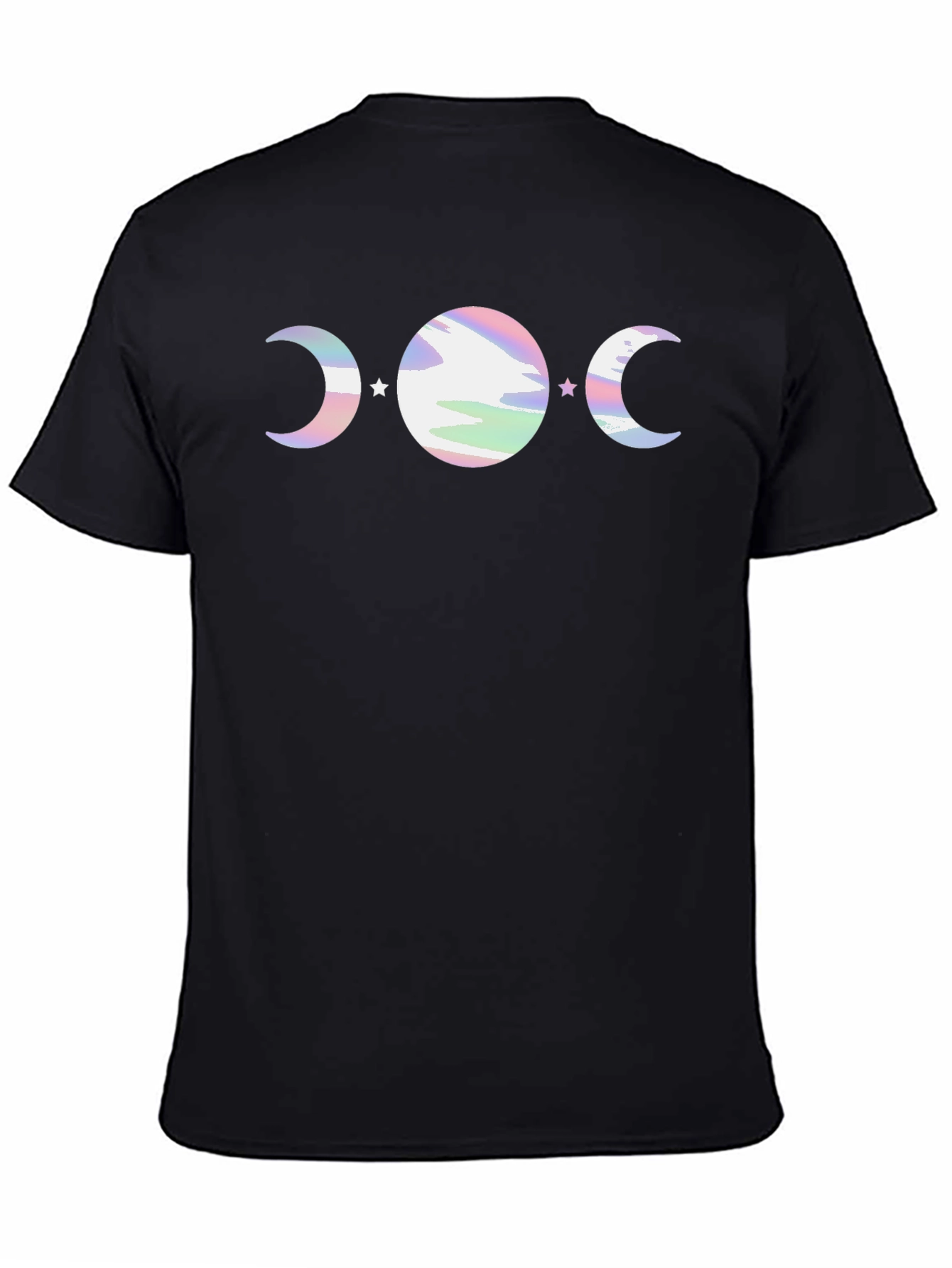 Mystic Moon Phase Graphic Tee - Black Cotton Blend