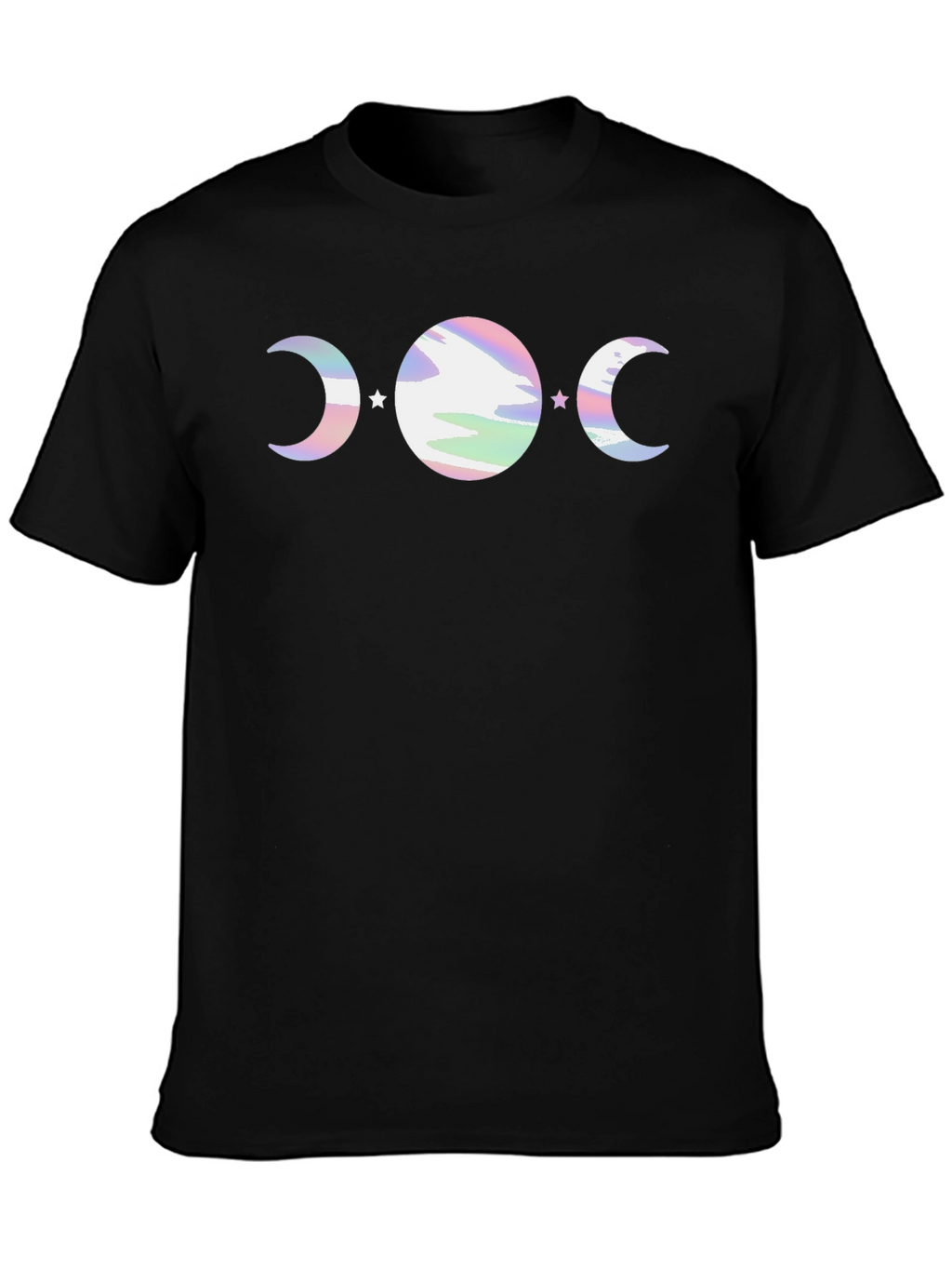 Mystic Moon Phase Graphic Tee - Black Cotton Blend