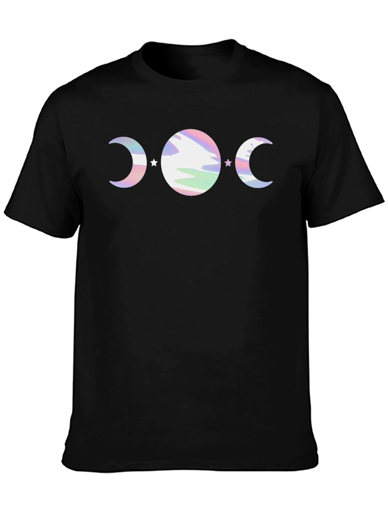 Mystic Moon Phase Graphic Tee - Black Cotton Blend