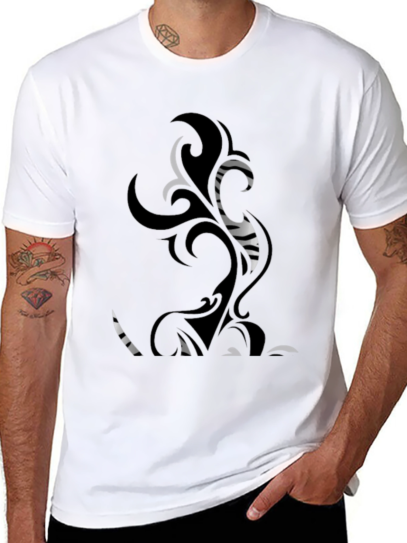 Tribal Art Graphic Print T-Shirt - Black