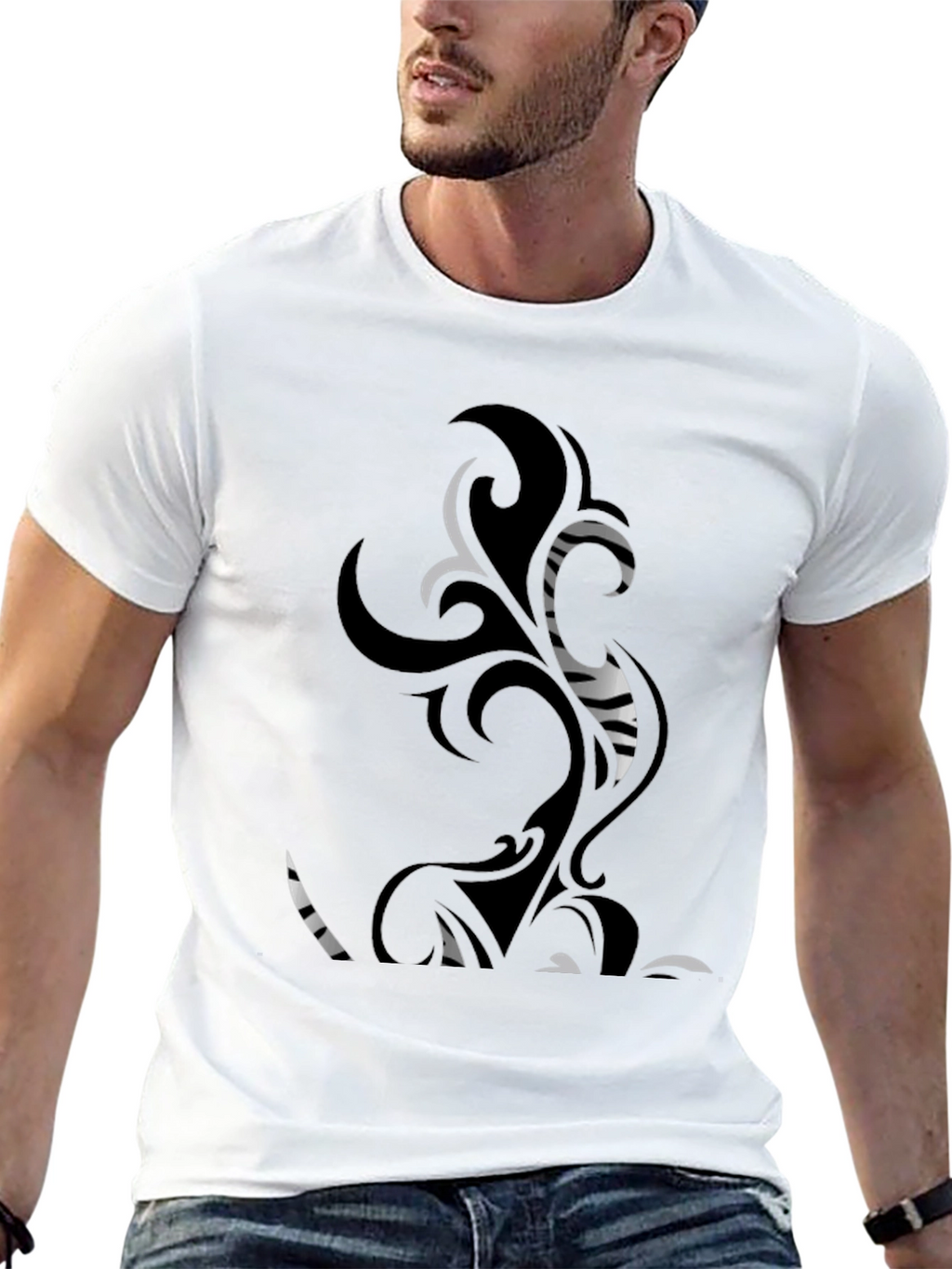 Tribal Art Graphic Print T-Shirt - Black