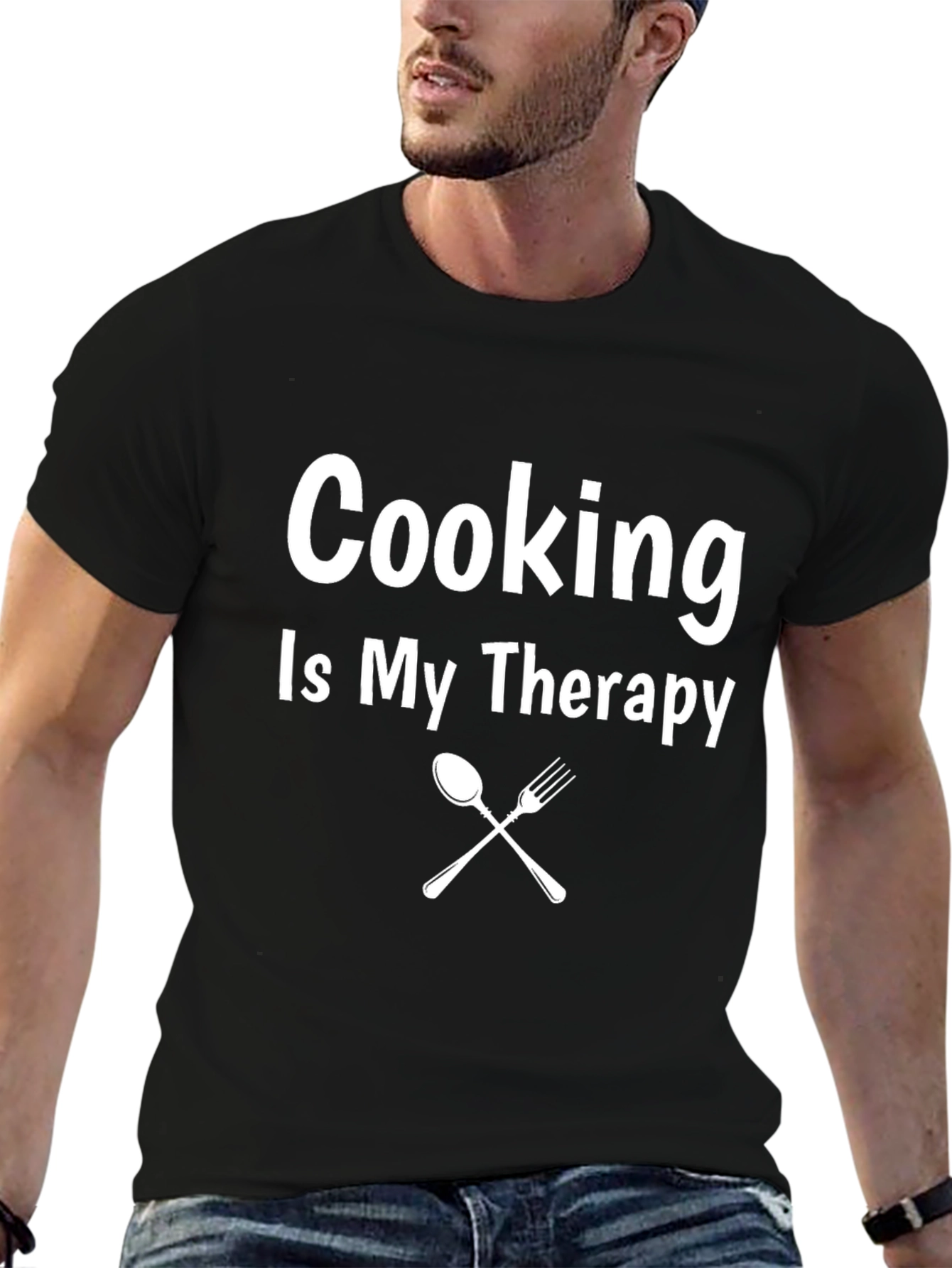 Cooking is My Therapy Black Graphic Tee