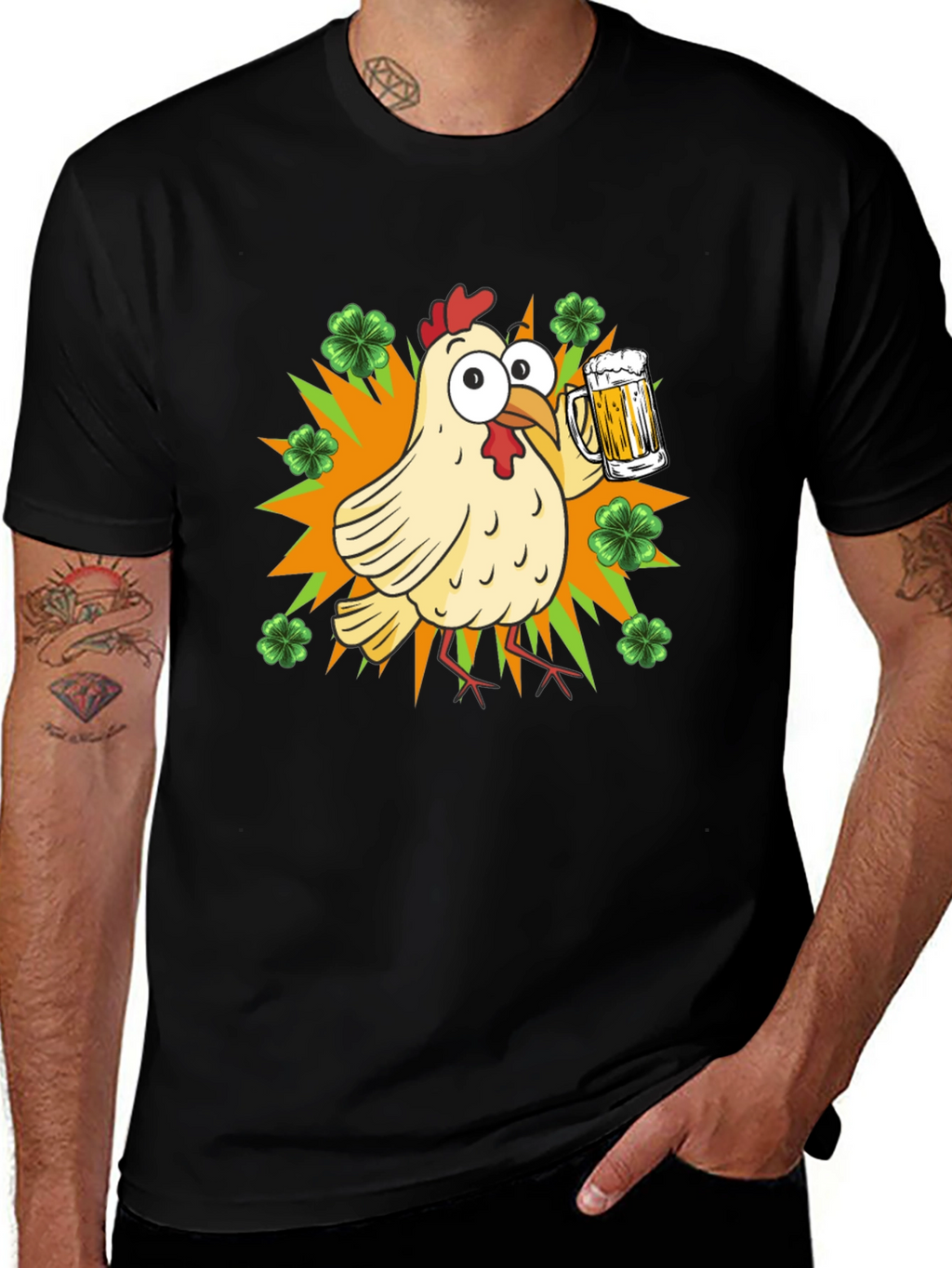 St. Patricks Day Chicken with Beer T-Shirt