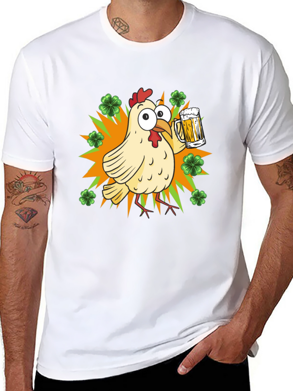 St. Patricks Day Chicken with Beer T-Shirt