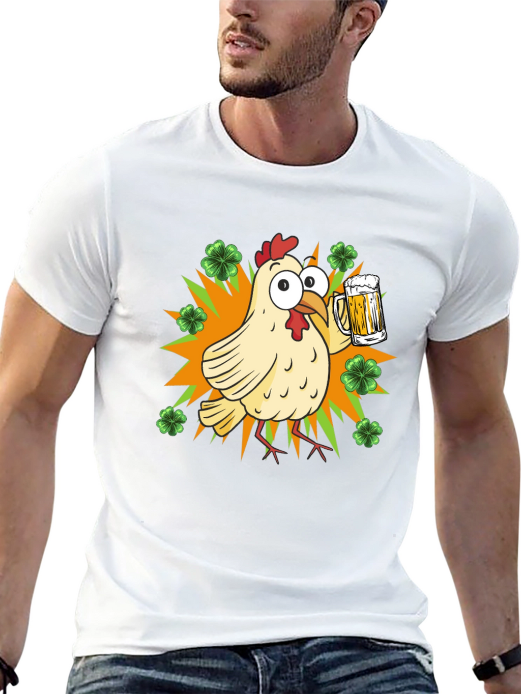 St. Patricks Day Chicken with Beer T-Shirt