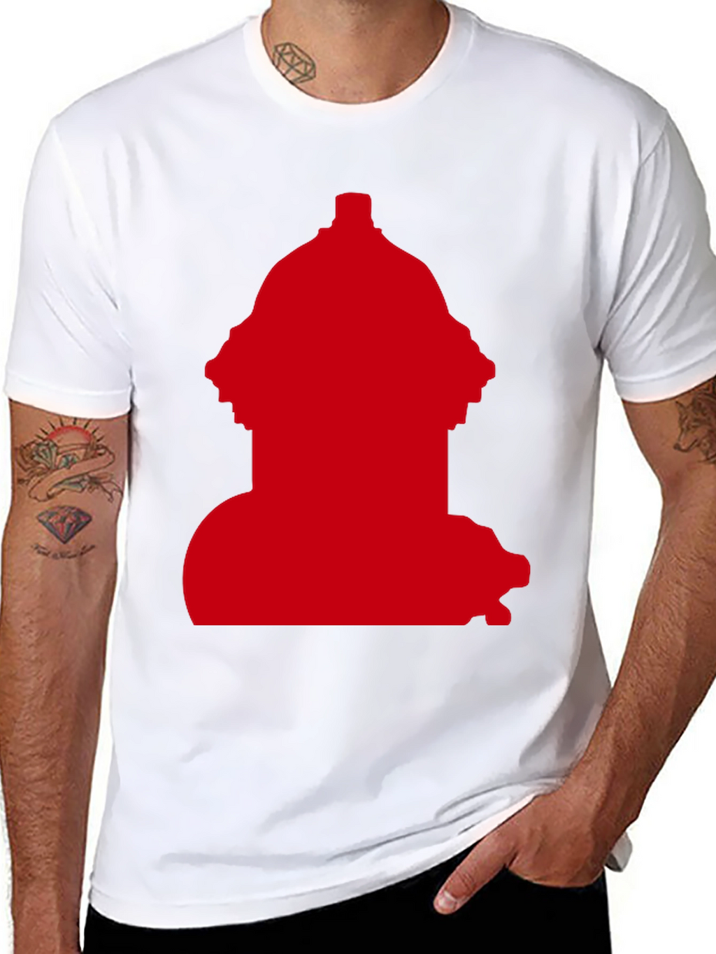 Red Fire Hydrant Graphic Tee - Casual Style