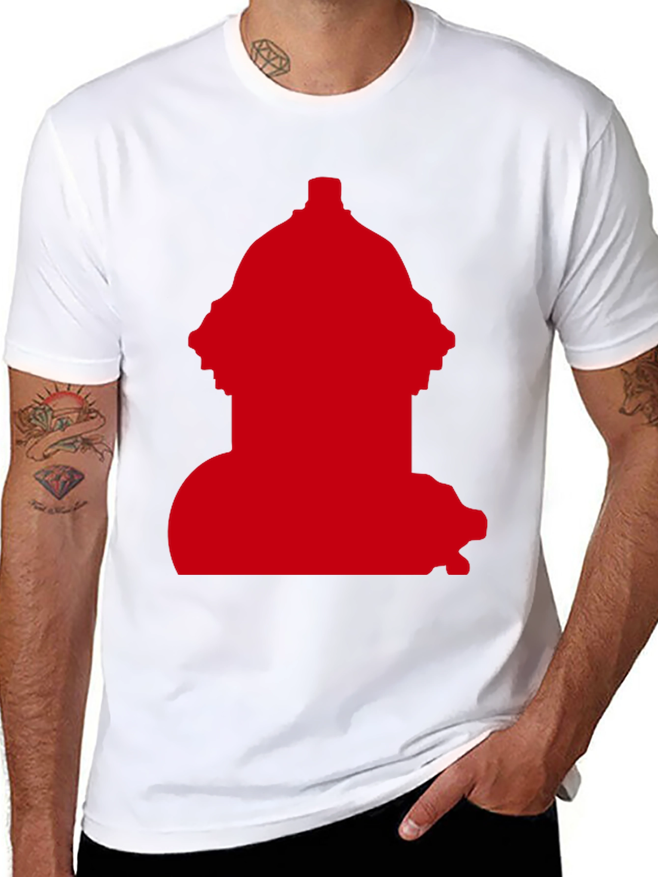 Red Fire Hydrant Graphic Tee - Casual Style