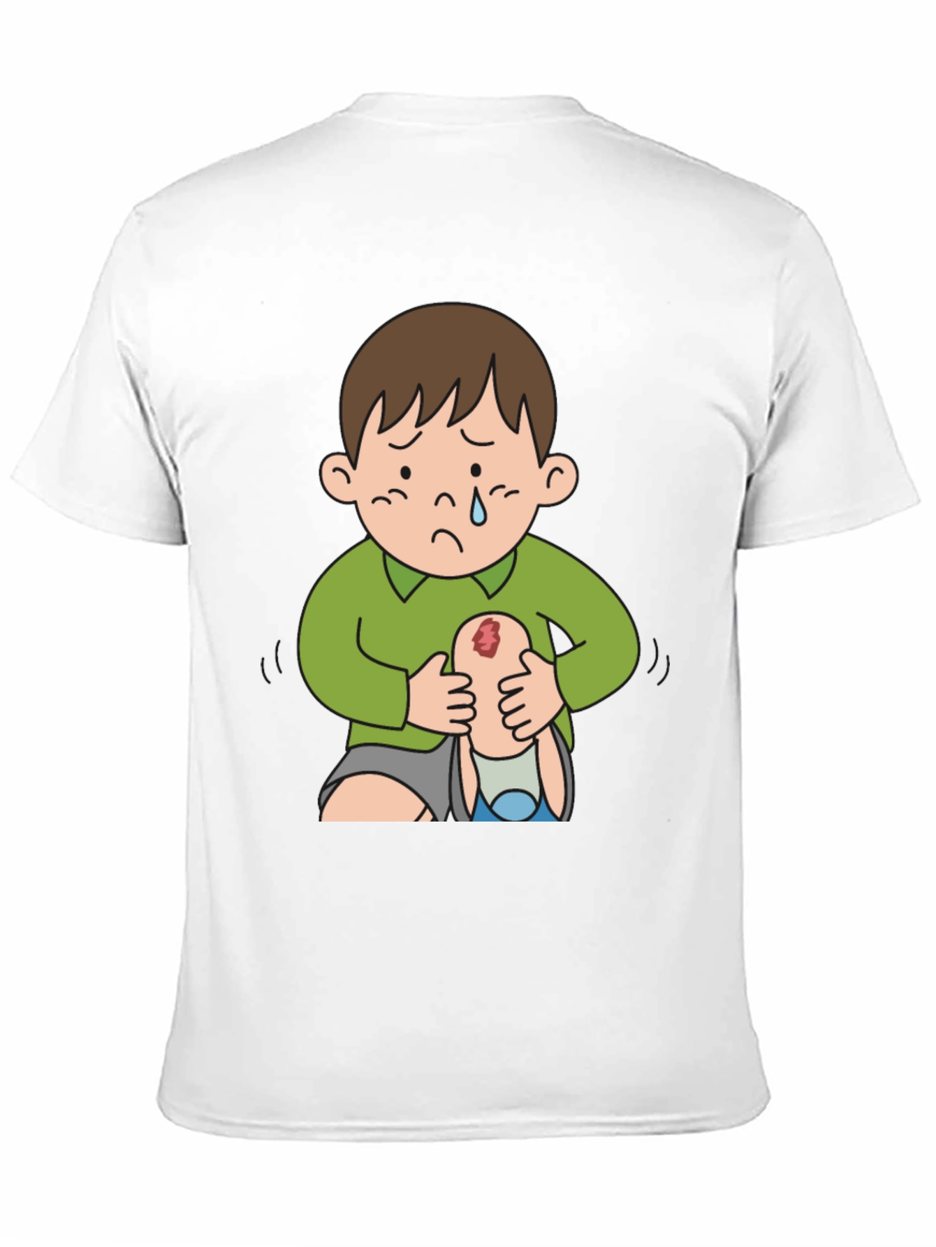 Sad Boy Cartoon Graphic Tee - Unique Design