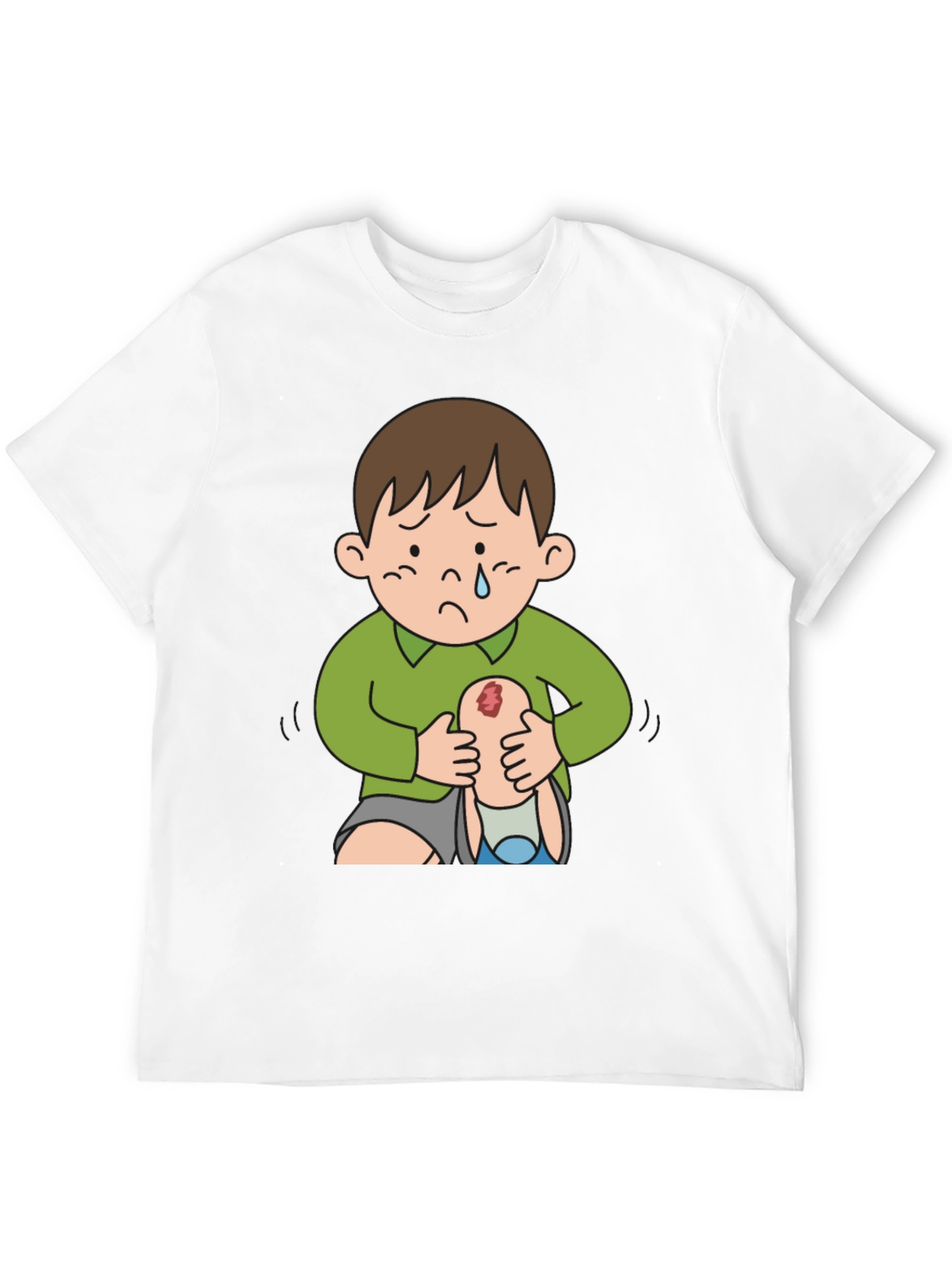 Sad Boy Cartoon Graphic Tee - Unique Design