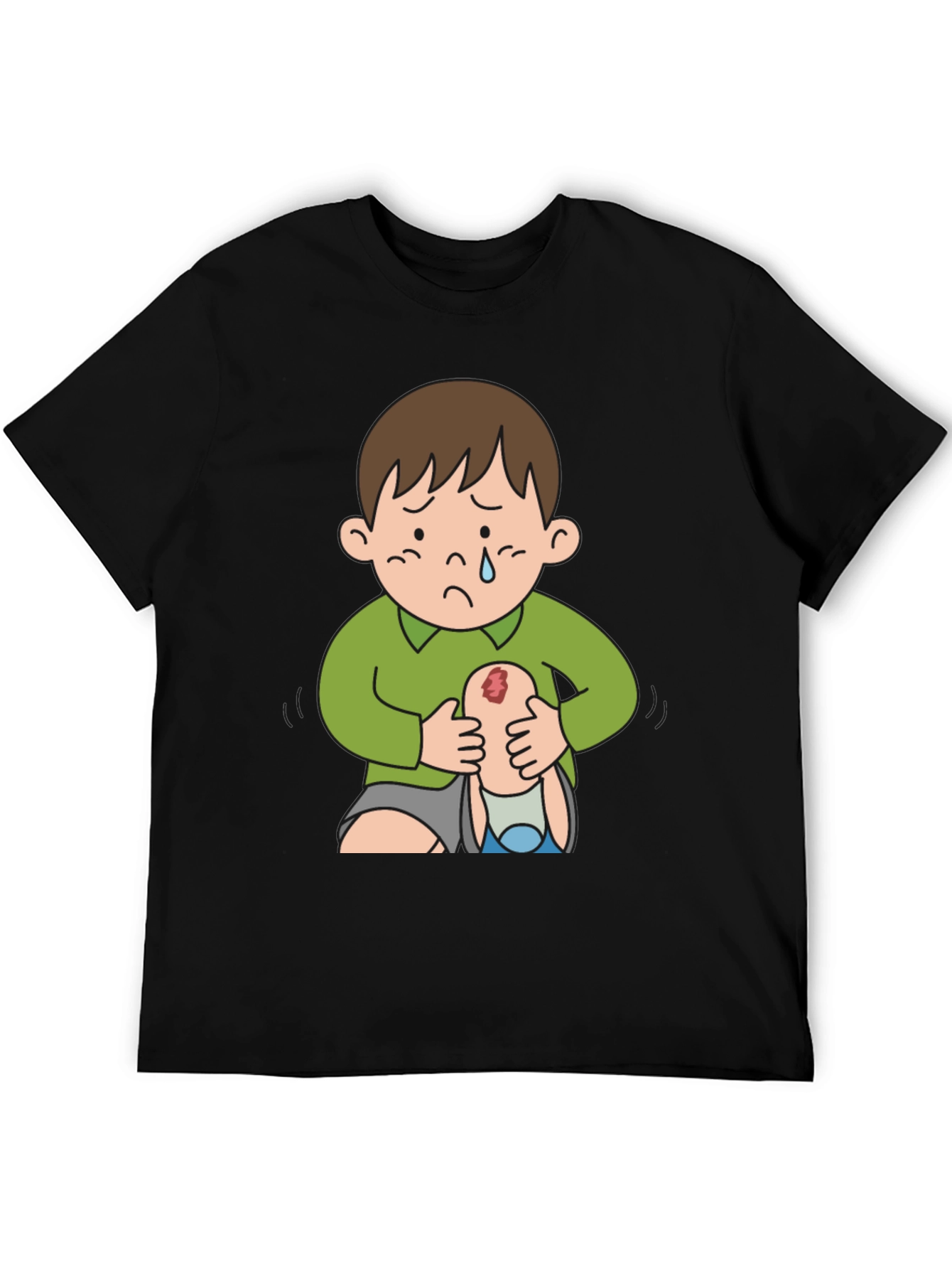 Sad Boy Cartoon Graphic Tee - Unique Design