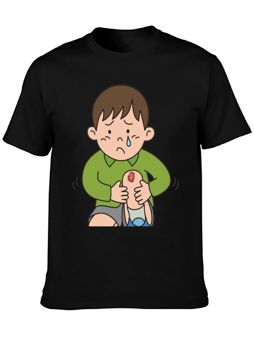 Sad Boy Cartoon Graphic Tee - Unique Design