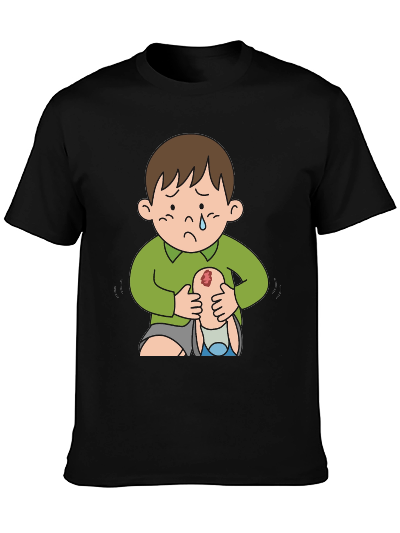 Sad Boy Cartoon Graphic Tee - Unique Design