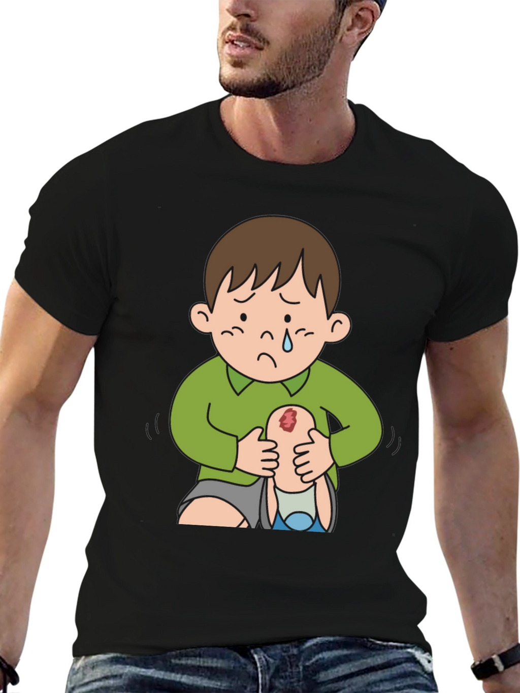 Sad Boy Cartoon Graphic Tee - Unique Design